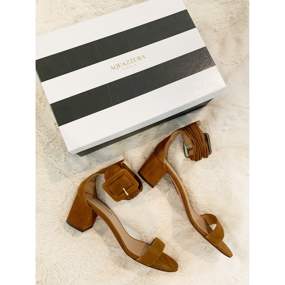 New Aquazzura Suede 50mm Casablanca Sandals